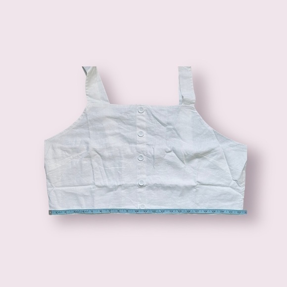 BP crop tank button front linen blend white cami shirred smocked back size 3X - Picture 7 of 10
